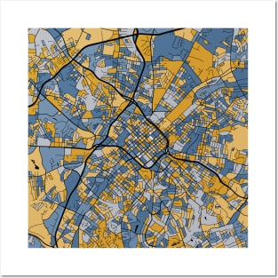 Charlotte Map Pattern in Blue & Gold Posters and Art